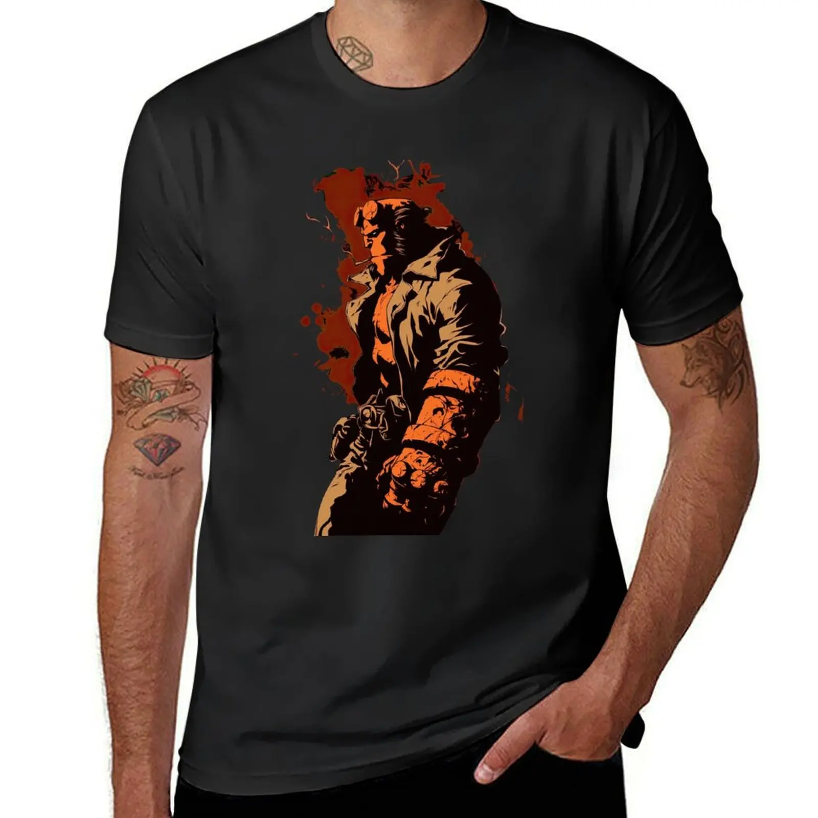

hellboy side profile T-Shirt street wear blue lock plus size men clothing