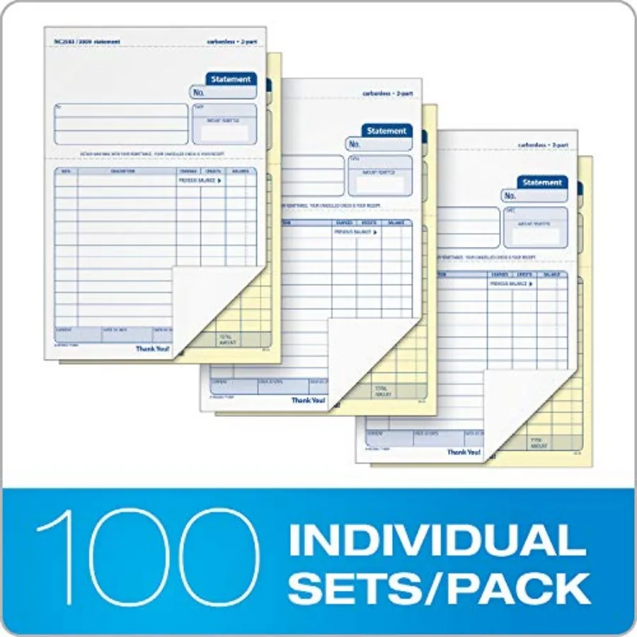 Statement Forms, 2-Part Carbonless, 100 Individual Unit Sets Per Pack NC2583