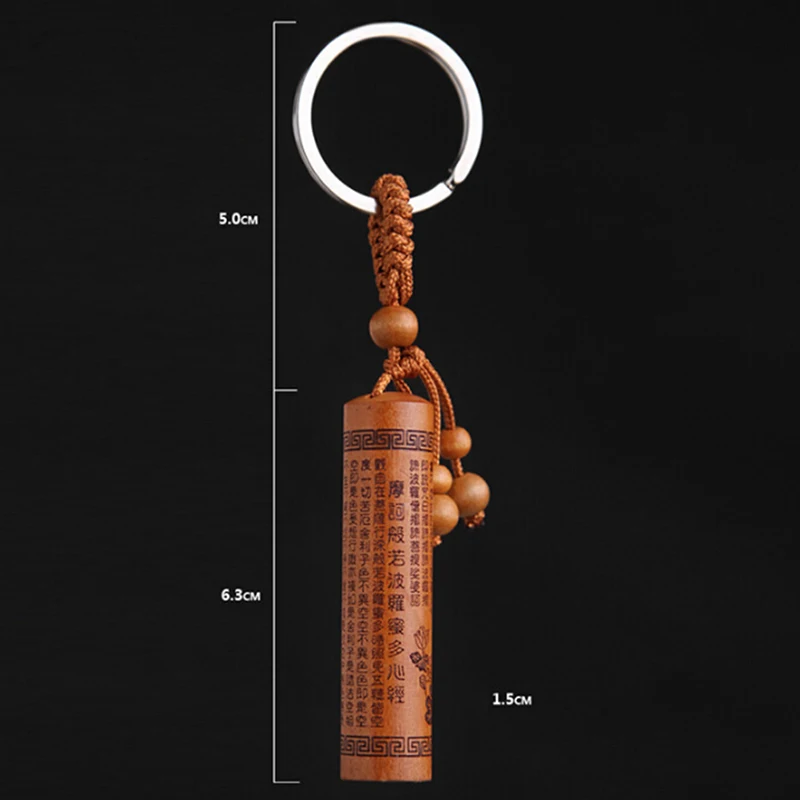 1PC Wood Carving Buddha Pendant Keychain Lucky Jewelry Buckle Unisex Chinese Buddha Keyring For Car Bag Key Holder