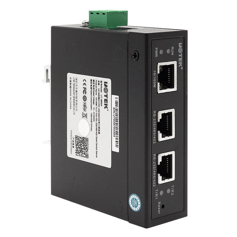 UOTEK 10/100M to 2 ports RS-232/485/422 Serial Device Server TCP/IP Protocol Serial Port Server UT-6802A