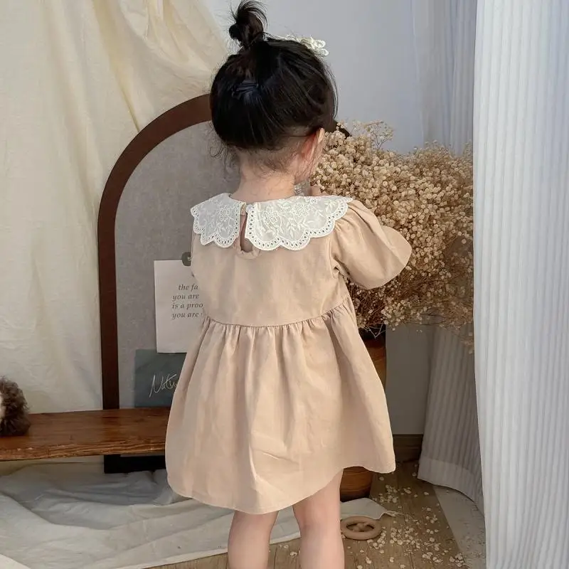 2025 Spring Autumn Girls Dress Baby Clothing Khaki Kids Birthday Dresses for Girls Princess Outdoor Dress Baby Dress