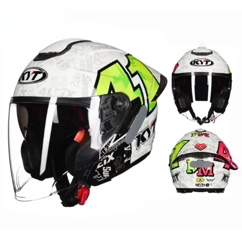 Motorcycle Helmet Double Lens Summer 3/4 Open Face Moto Anti-glare Breathable Kask Electric Motobike Capacete Casco De KYT GP