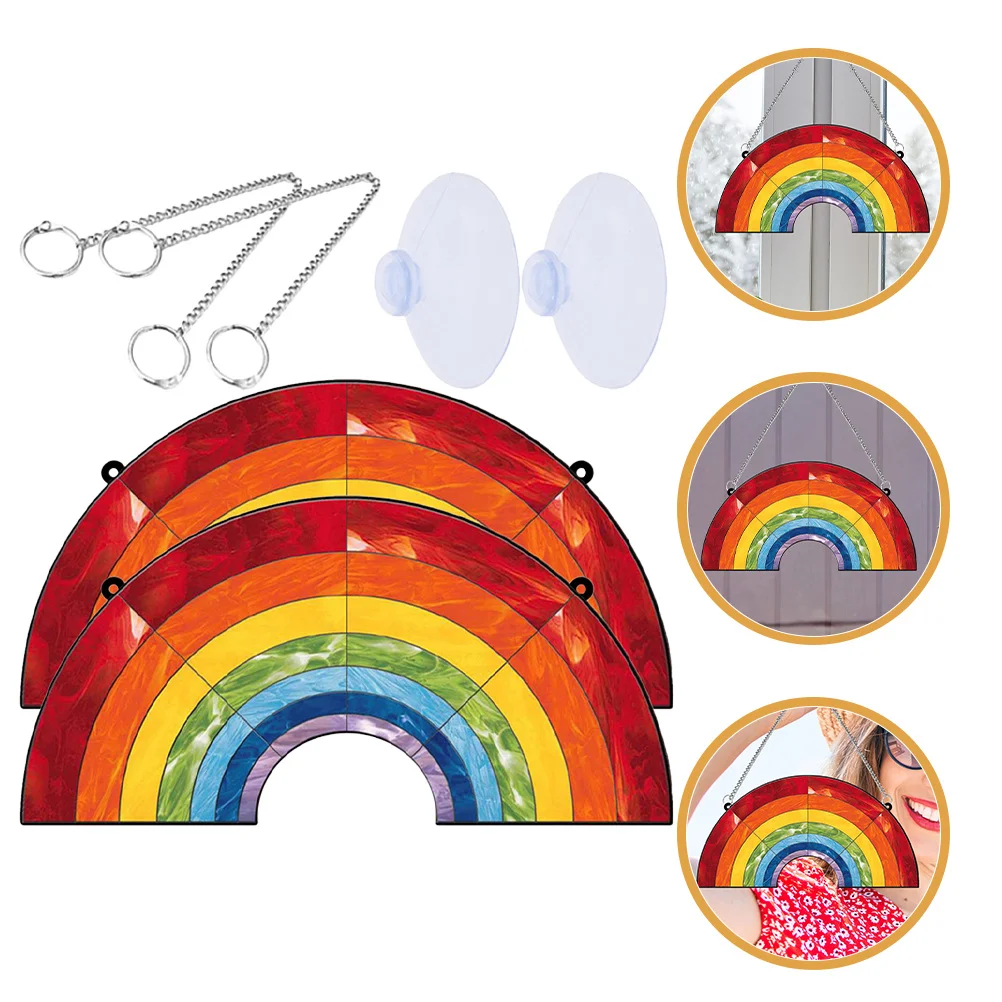 

1Set Stained Acrylic Window Hanging Rainbow Pendant Wall Decor Outdoor Indoor Home Adornment Living Room Balcony Party Decor