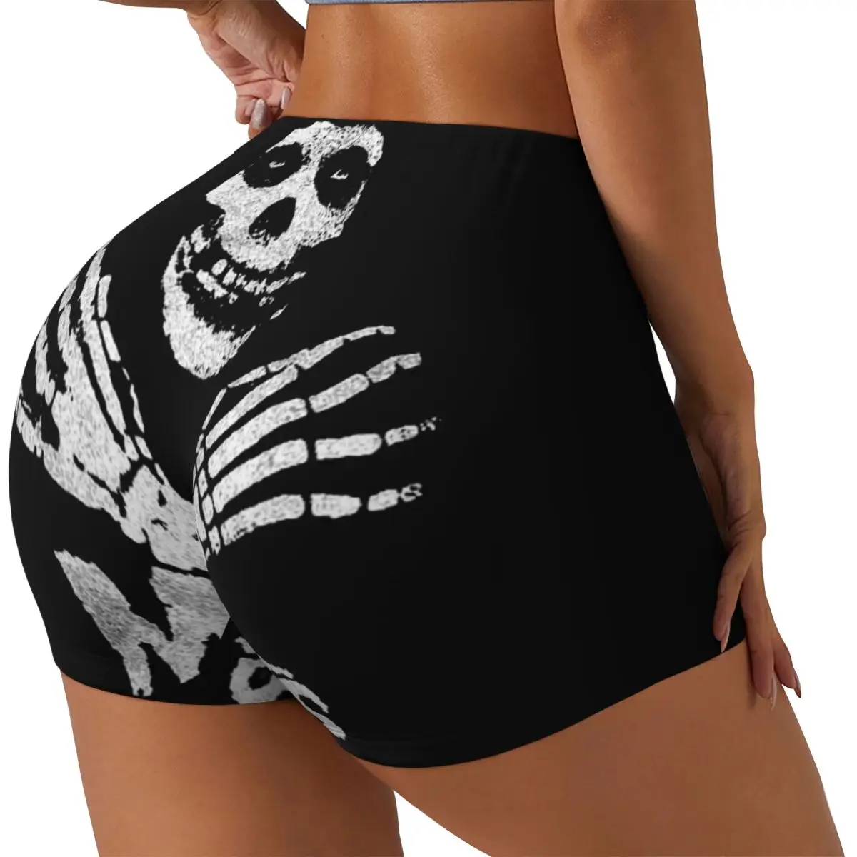 Custom Women Horror Punk Rock Band Misfits Workout Yoga Shorts Athletic Gym Biker Running Shorts