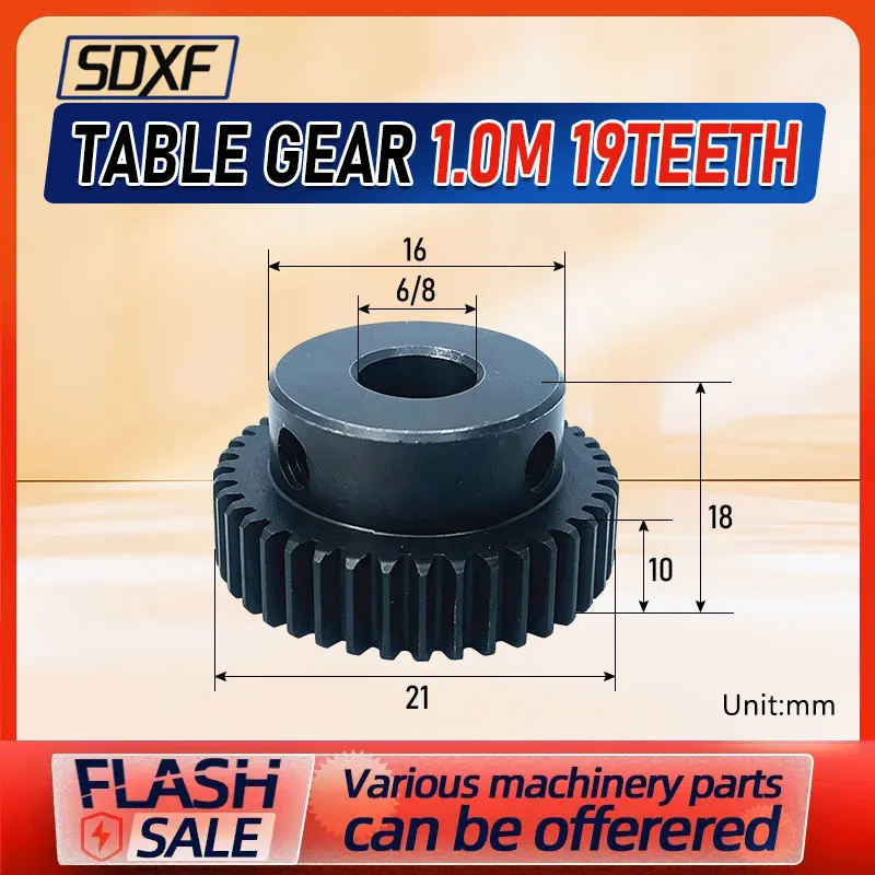 1M 19T Spur Pinion 6mm 8mm Bore Carbon Steel Drive Gear Replacement Parts For Motors Gearbox