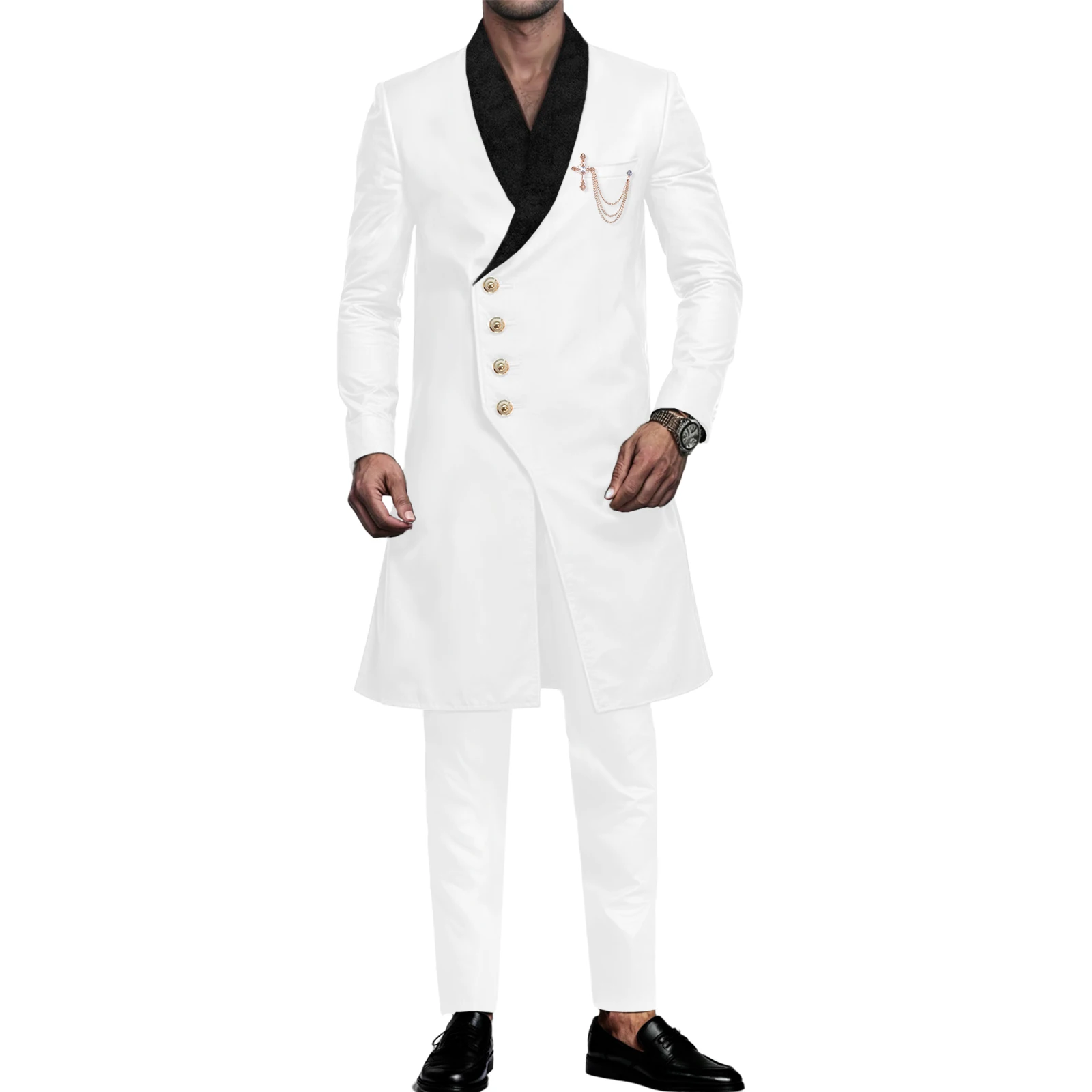SEA&ALP African Suit for Men Fashions Dashiki Splice Velvet Jackets and Pants 2 Piece Set Formal Wedding Outfits