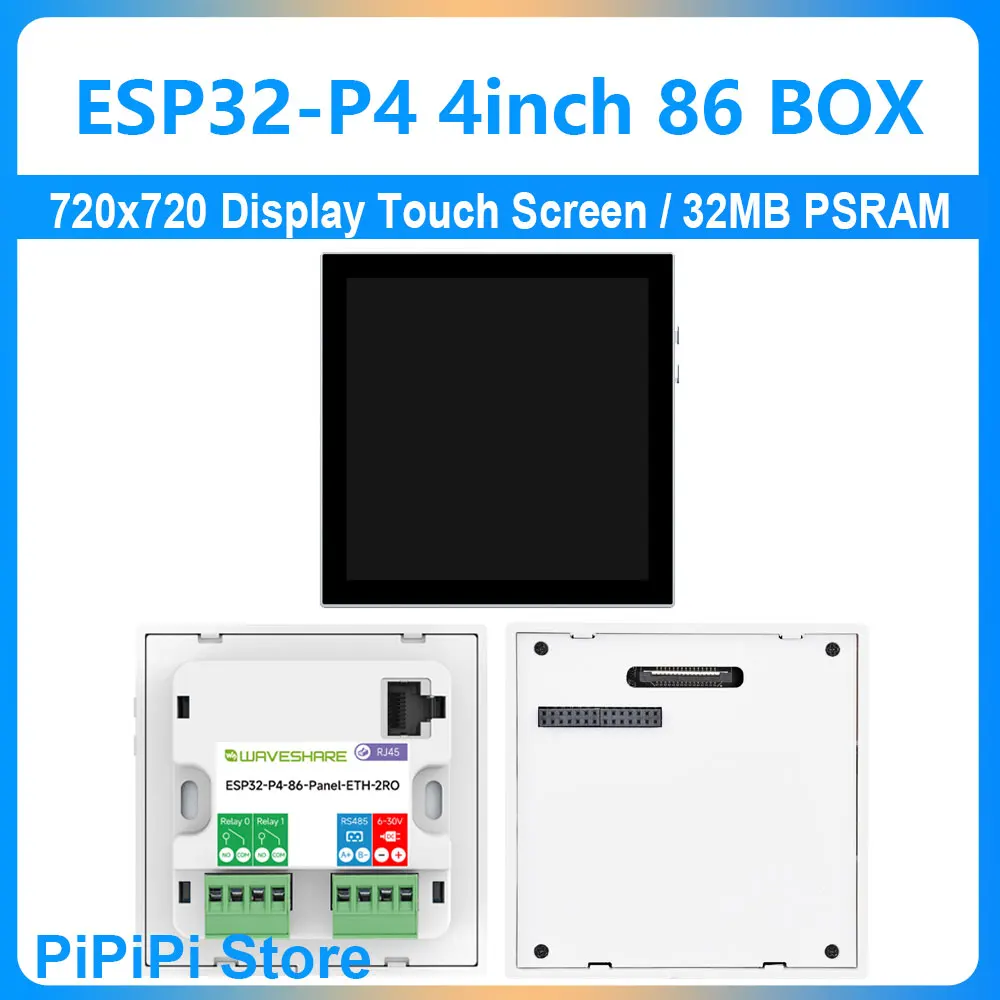 

ESP32-P4 Smart 86 TV Box Макетная плата 4-дюймовый дисплей 720x720 Сенсорный экран RS485 Реле Камера RJ45 ETH