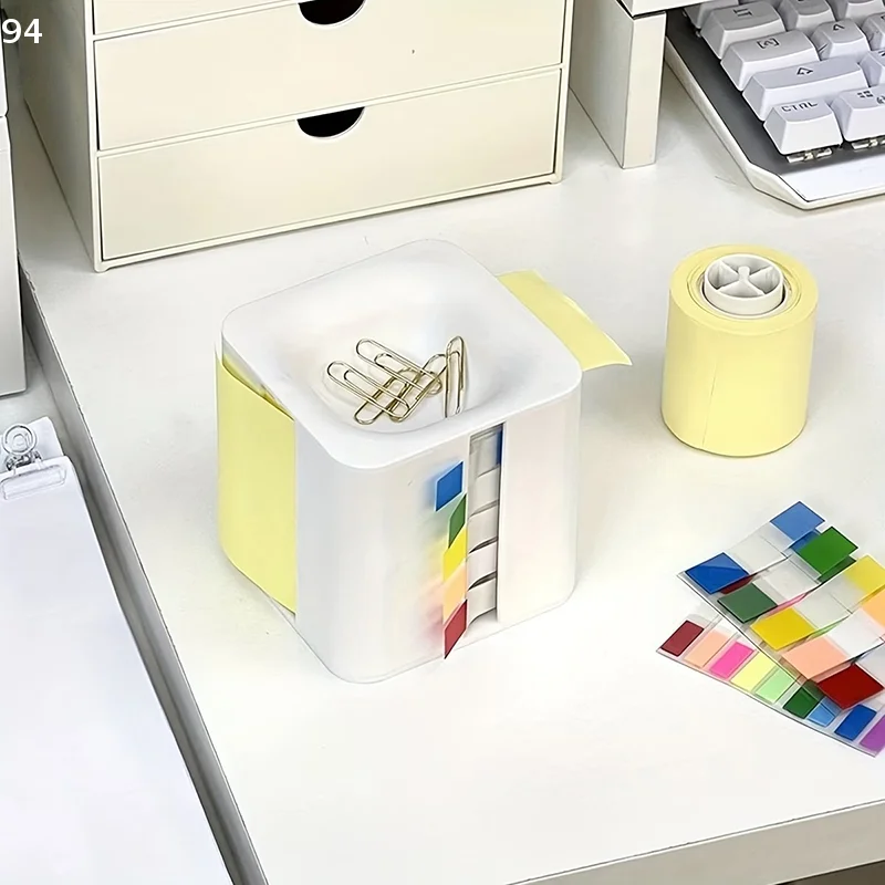 Multifunctional Sticky Note Dispenser Plastic Sticky Note Holder White Sticky Note Container Office Supplies For Office Desk