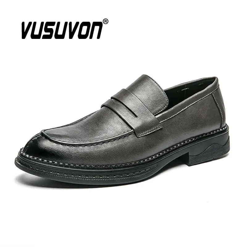 Fashion Men Penny Loafers Breathable Split Leather Boys 38-45 Size Black Soft Outdoor Casual Summer Mules Dress Work Flats