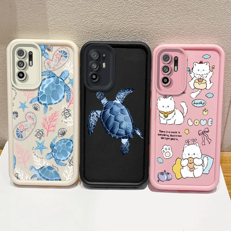 Lens Protection Case For OPPO Reno 6Z 5Z 6 Z A94 5G Ocean Animals Shark Whale Turtle Silicone Soft Back Cover Reno6Z 5G Carcasa