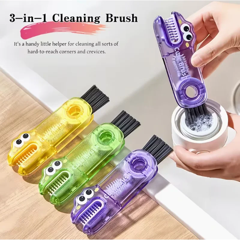 3-in-1 Cup Lid Cleaning Brush - A Versatile Cleaning Brush Suitable for Use on Thermos Cup Lids, Water Bottle Lids, and Cups