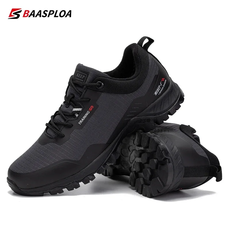 Baasploa 2024 New Men's Hiking Shoes Outdoor Non-slip Wear-Resistant Waterproof Sneaker Male Fashion Breathable Lightweight Runn