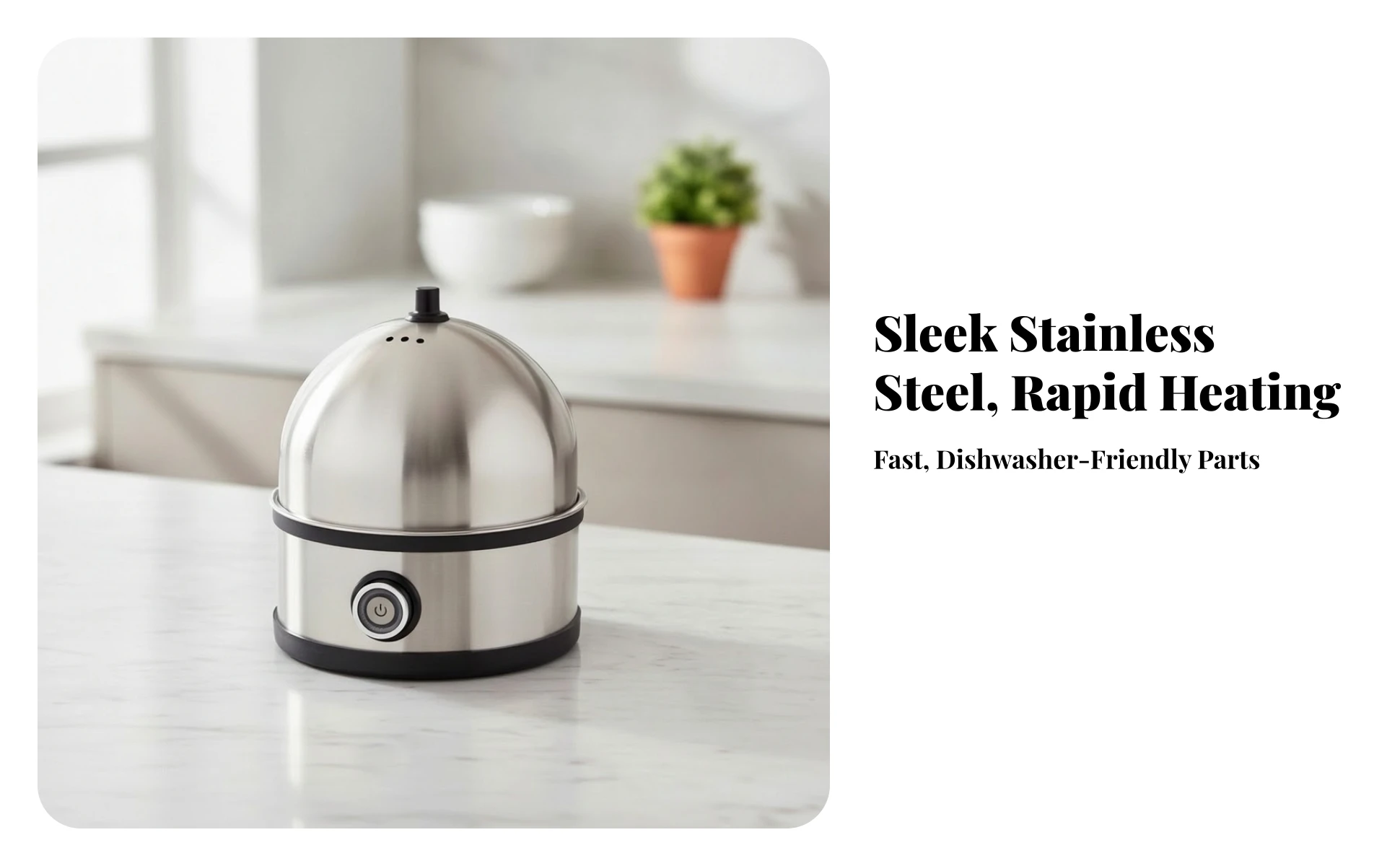 Electric Egg Boiler Stainless Steel 7-Egg Boiler Appliance Compact Space-Saving for Busy Professionals, Small Kitchens