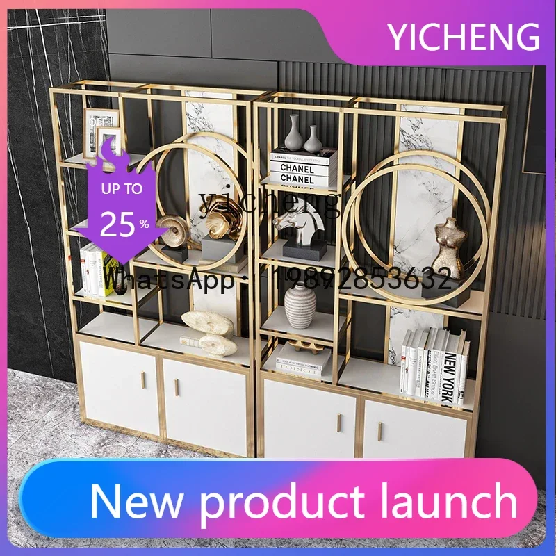 v2 Modern Simple Light Luxury Bookcase Shelf Marble Metal Display Shelf Stainless Steel Floor Shelf