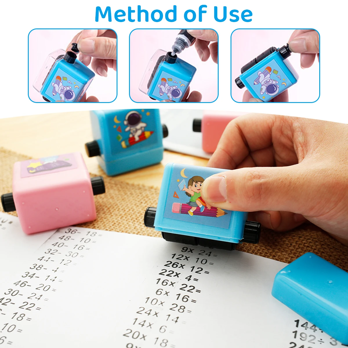 Digital Teaching Stamp Maths Learning Stamp Early Educational 1-100 Stamp Roller Multiplication Additions Subtraction Division