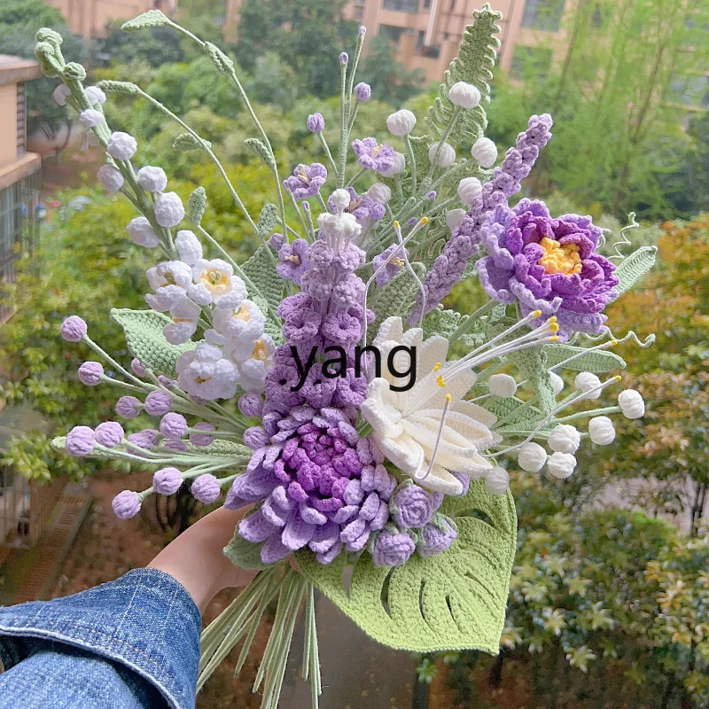 

CX Flower Arrangement Vase Knitted Yarn Flower Creative Holiday Atmosphere Gift Dahlia Mix