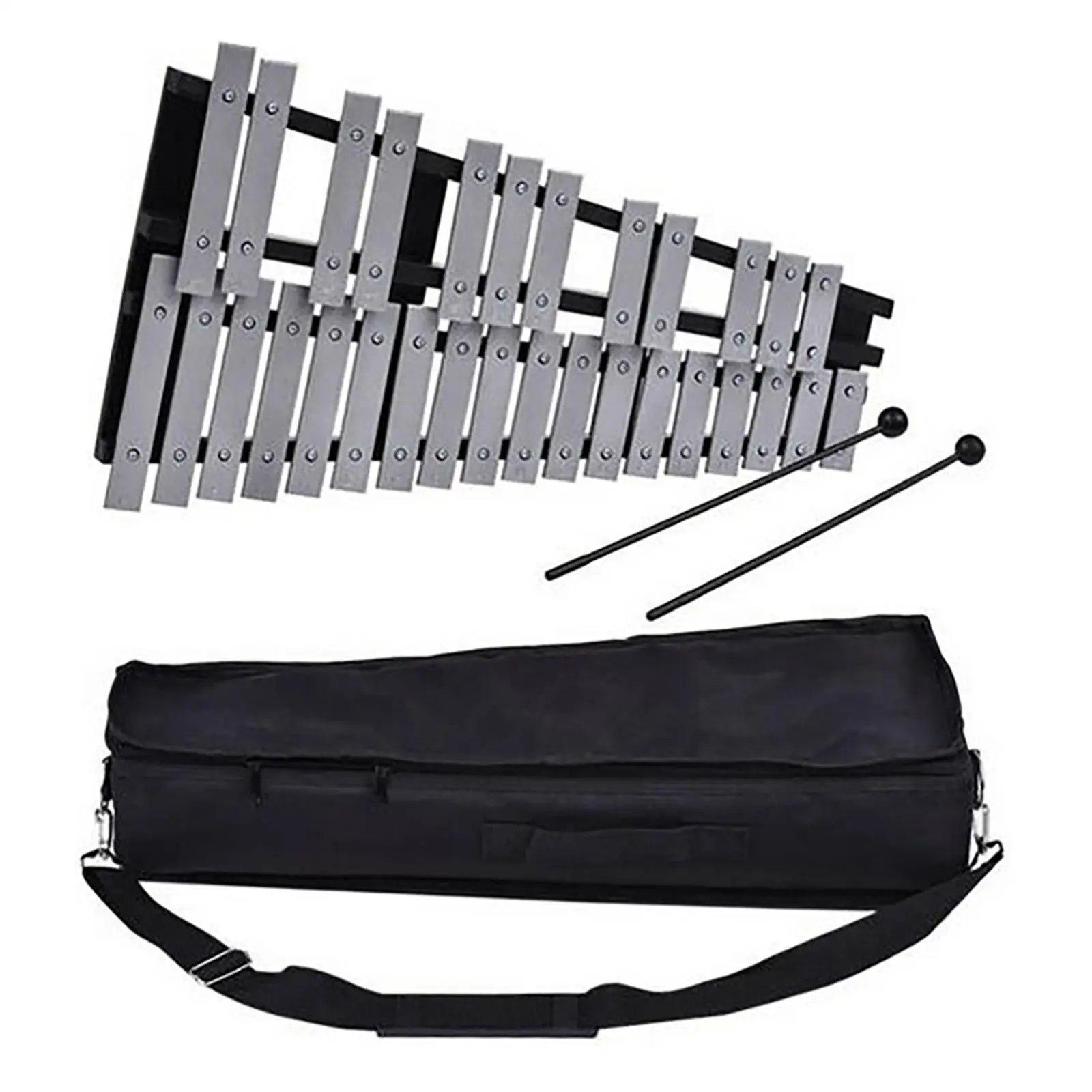 Professional Style Percussion Xylophone 32 Note Metal Glockenspiel Bell with Mallets Carry Bag for Music Education and Band