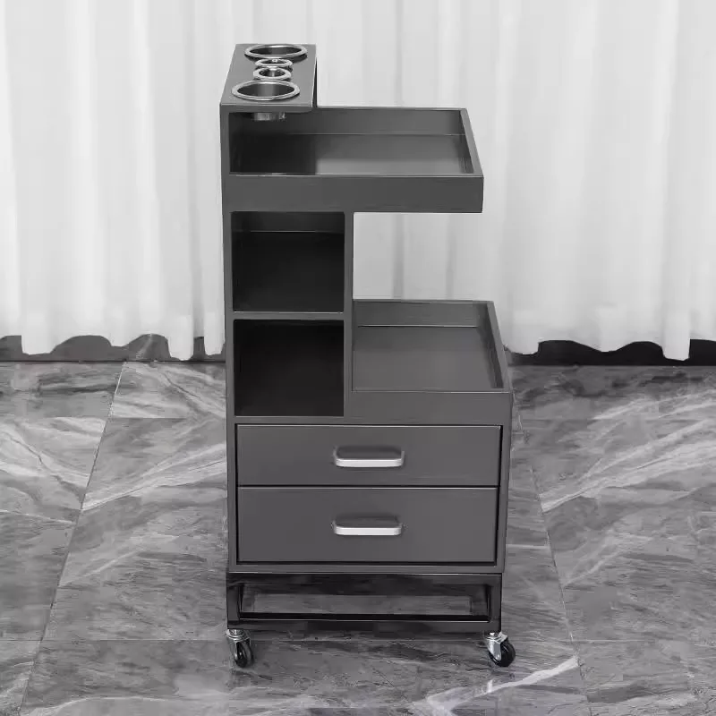 عربة صالون تجميل الشعر المعدنية المتحركة، أدوات تصفيف الشعر، عربة تخزين التجميل