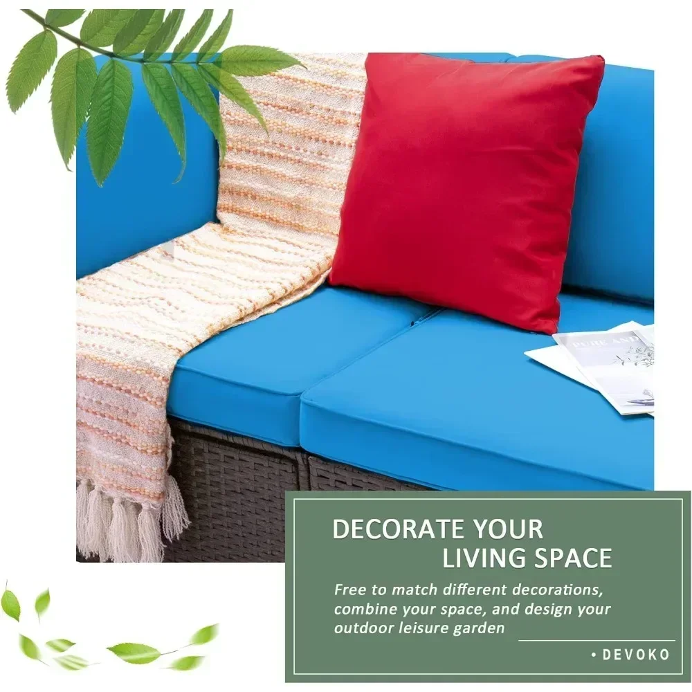 

Популярный синий всепогодный уличный секционный диван-комплект с угловыми и безподлокотными элементами