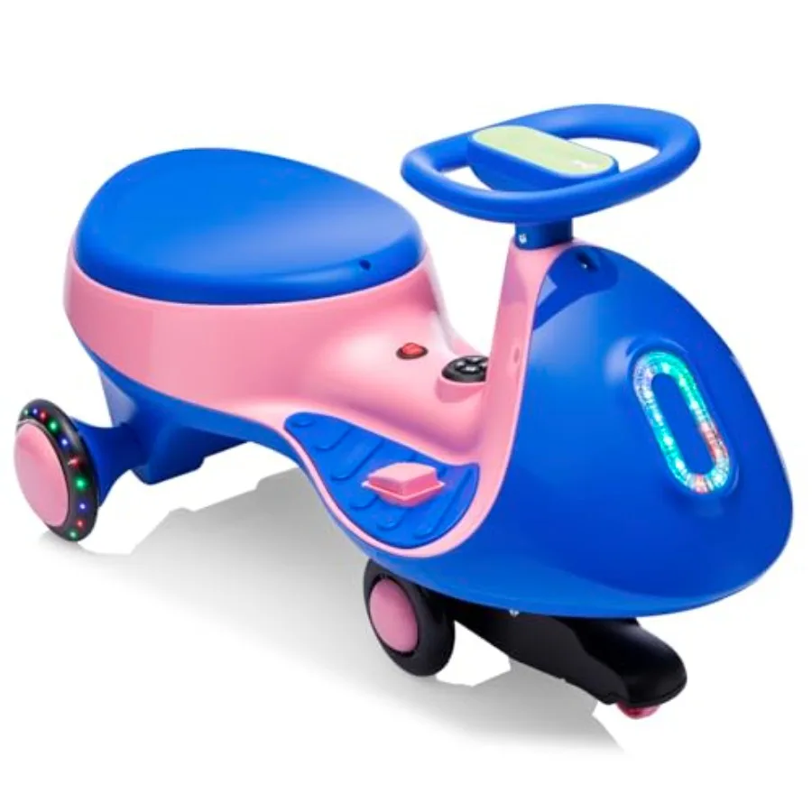 

12V Electric Wiggle Car Ride On Toy with Pedal, 2 in 1 Rechargeable Battery Swing Car, Anti-Rollover, Flashing Wheels, Bluetoot