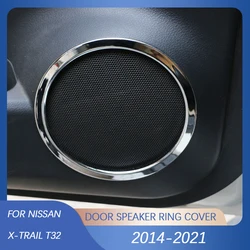ABS Chrome Door Speaker Ring Cover Decoration Trim for Nissan X-TRAIL Xtrail X Trail T32 2014-2022 Interior Car Stickers