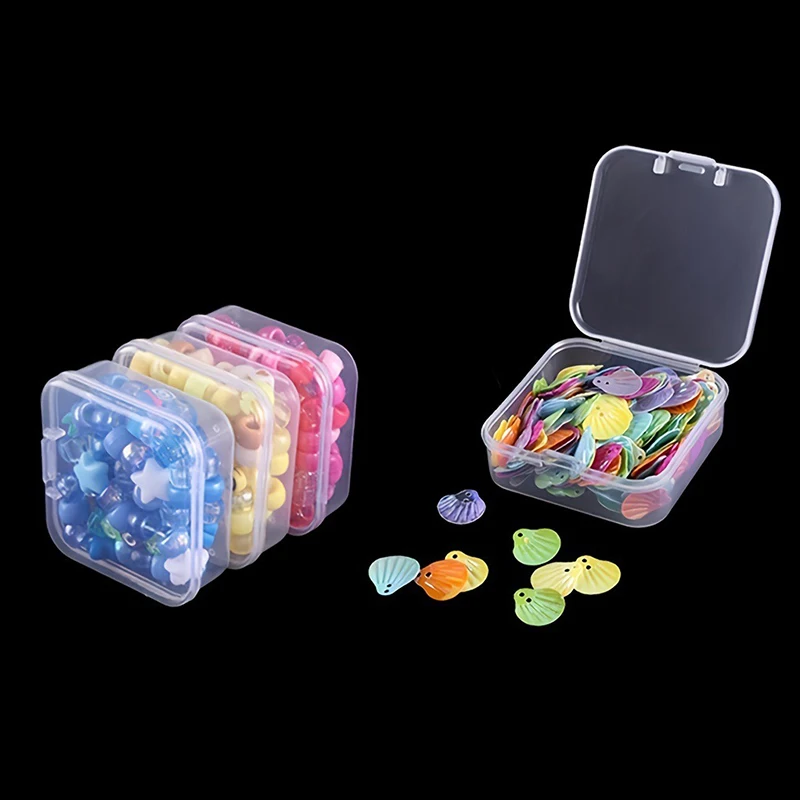 5PCS/Pack Jewelry Storage Box Square Transparent Plastic Case Portable Earring Necklace Nail Srt Display Packaging Container ZYF