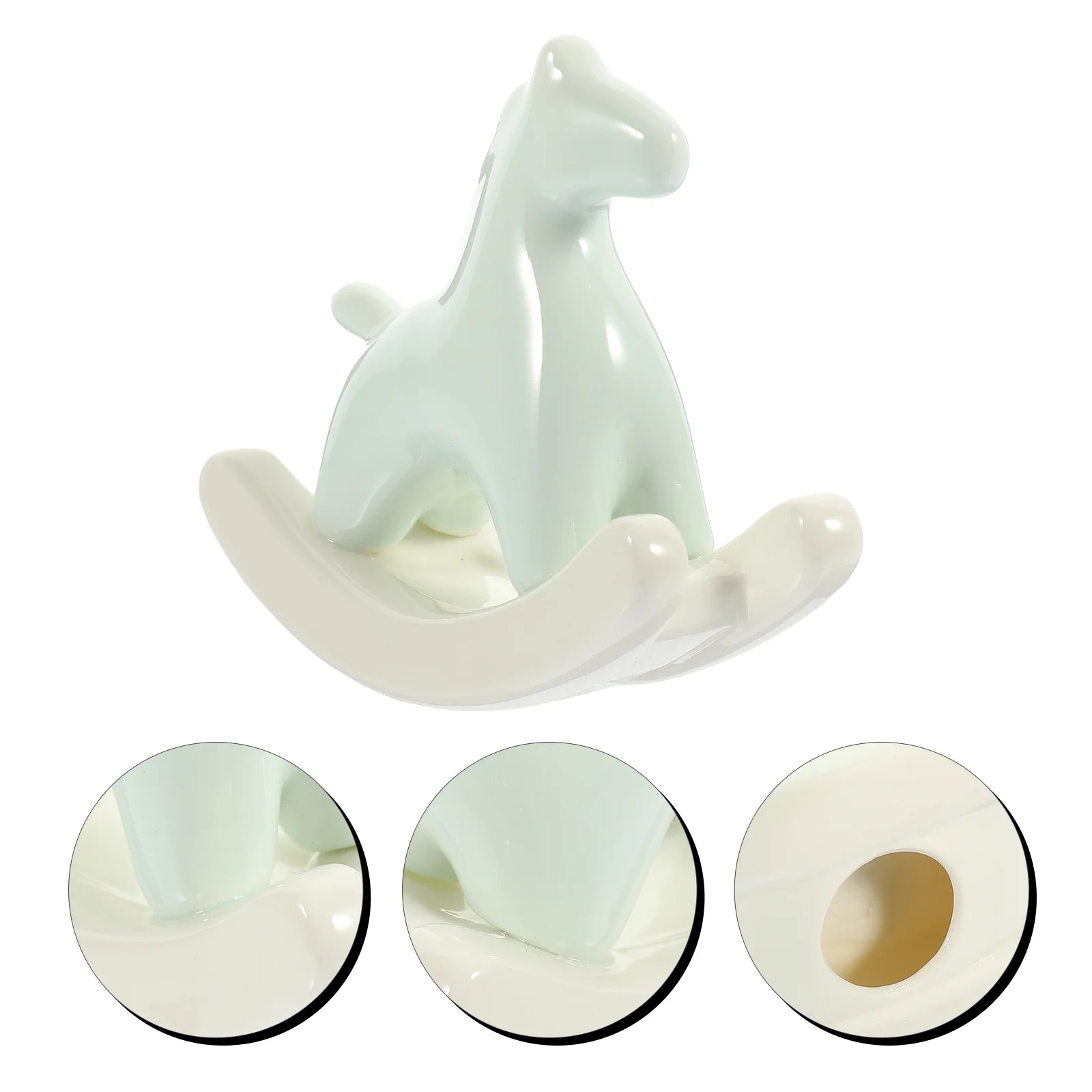 

Mini Ceramic Rocking Horse Statue for Desktop Decorative Animal Craft Living Room Dining Room Library Hotel Decoration Gift Idea