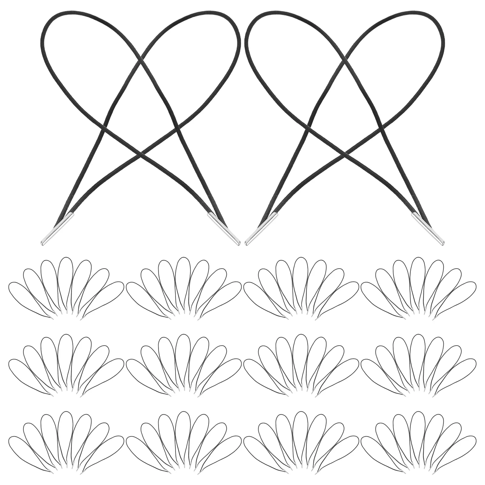 

100pcs Elastic Cord With Metal Barbs 4.9" Round Stretch String For Diy Masks Menus Badges Hats Books Crafts Binding Soft Durable