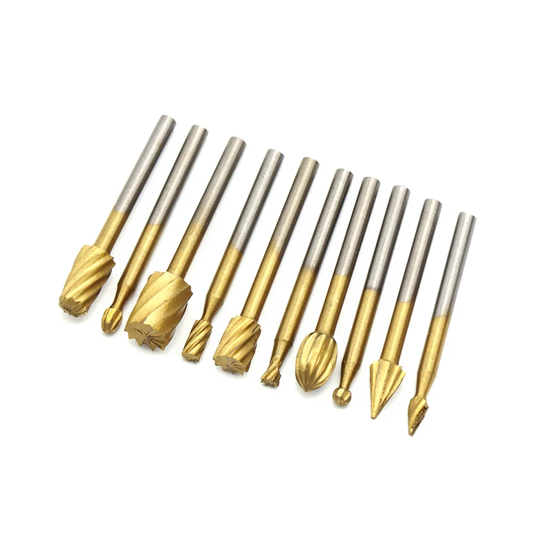 Juego de brocas Dremel para tallado de madera, juego de Brocas HSS de 1/8 pulgadas, 10 piezas