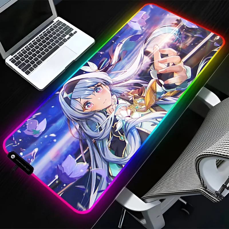 

RGB светодиодный коврик для мыши, компьютерные игровые аксессуары H-honkai Star Rail Firefly, коврик для клавиатуры, резиновый коврик для мыши, Decoracion, настольный коврик для мыши