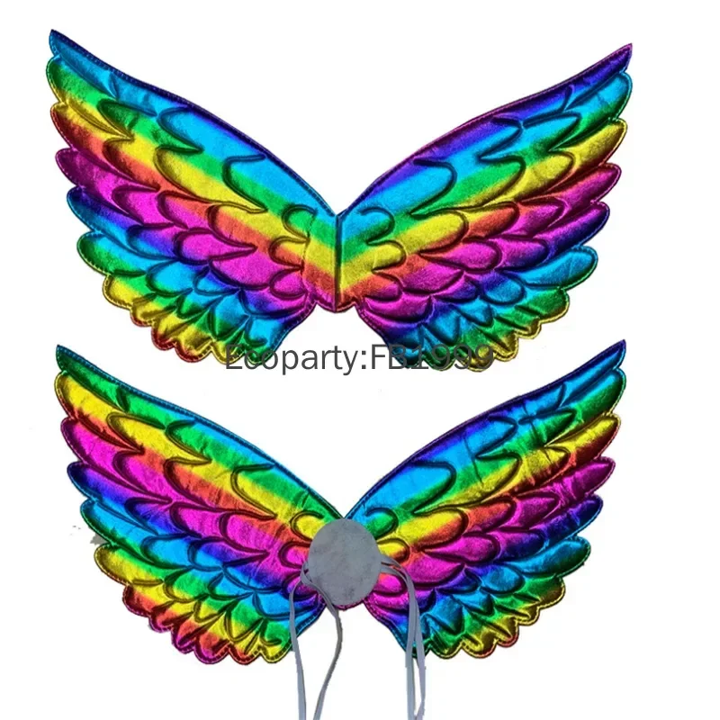 

Children Fairy Angel Wings Girls Rainbow Birthday Party Decoration Cosplay Props Kids Halloween Carnival Costume Accessory