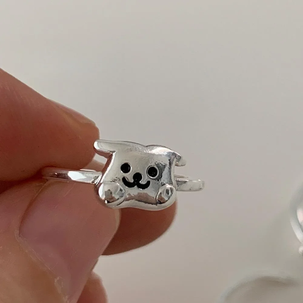 925 Sterling Silver Rings for Women Girl Cute Cartoon Dog Lovely Puppy Irregular Funny Design Fashion Jewelry Dropshipping