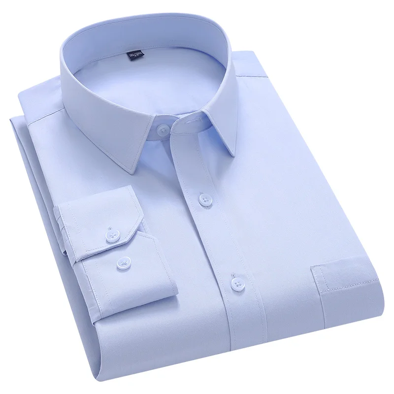 

Осень 2024, мужская хлопковая рубашка премиум-класса с длинным рукавом, без морщин, деловая повседневная белая офисная облегающая профессиональная однотонная рубашка