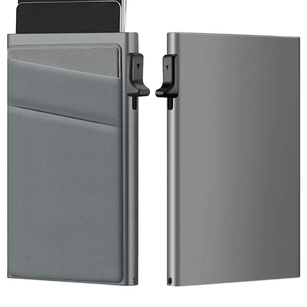 Automatic RFID Anti-Theft Card Holder Screw Reinforcement Metal Box Bottom Men's Card Box Aluminum Alloy Material RFID Blocking