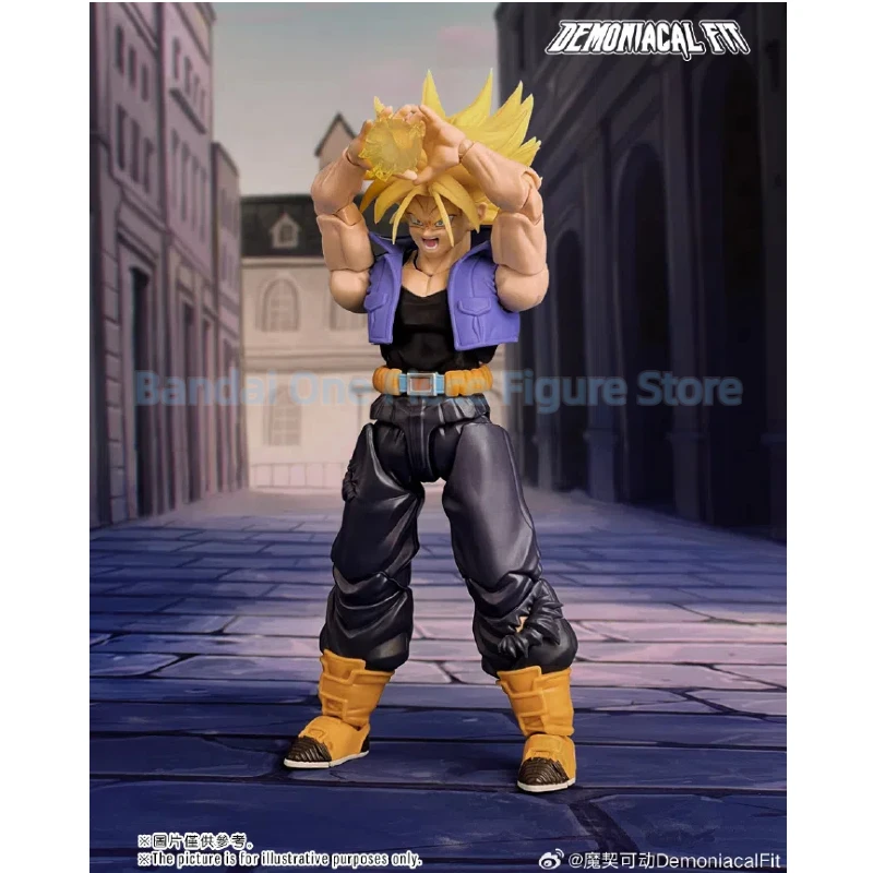 ในสต็อก Demoniac Fit Dragon Ball Z SHF Super Saiyan Trunks The Coming One Top Gun อะนิเมะ Action Figure ของเล่น