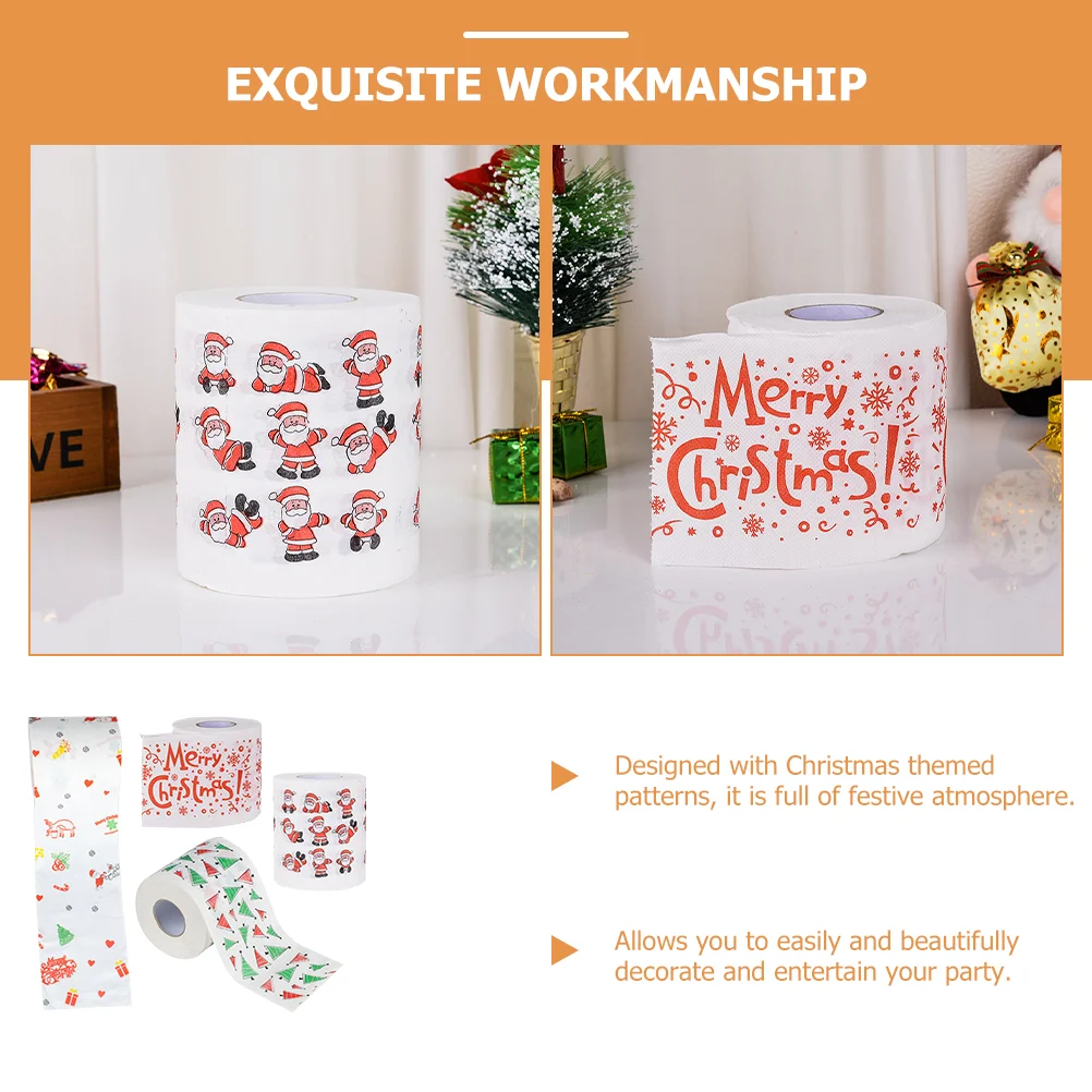 4 Rolls Christmas Ornament Toilet Tissue Paper Napkin Kitchen Accessory Table Napkins 1000X1000X1000CM Bathroom