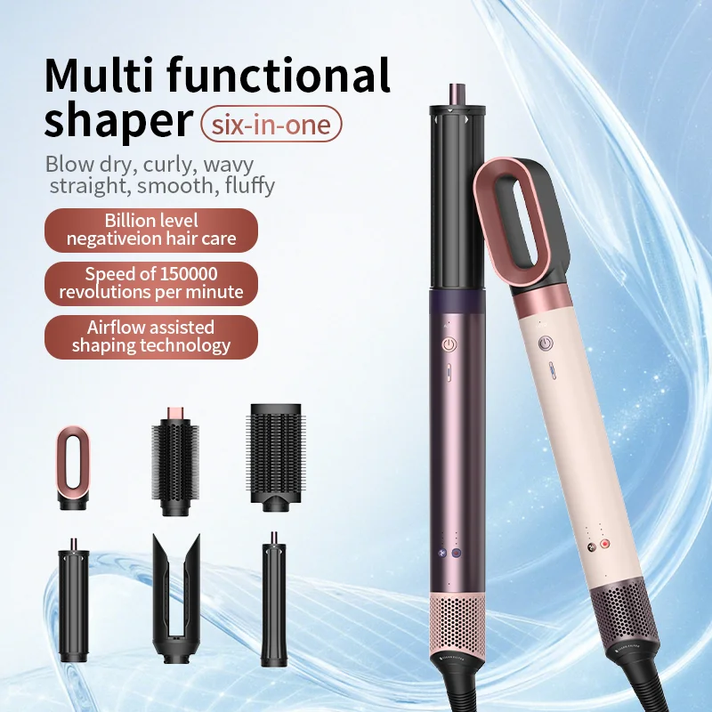 Nuevo Estilizador de Cabello Profesional 6 en 1, Cepillo de Aire Caliente, Rizador, Secador de Cabello, Plancha de Pelo, Calidad de Salón para Mujeres
