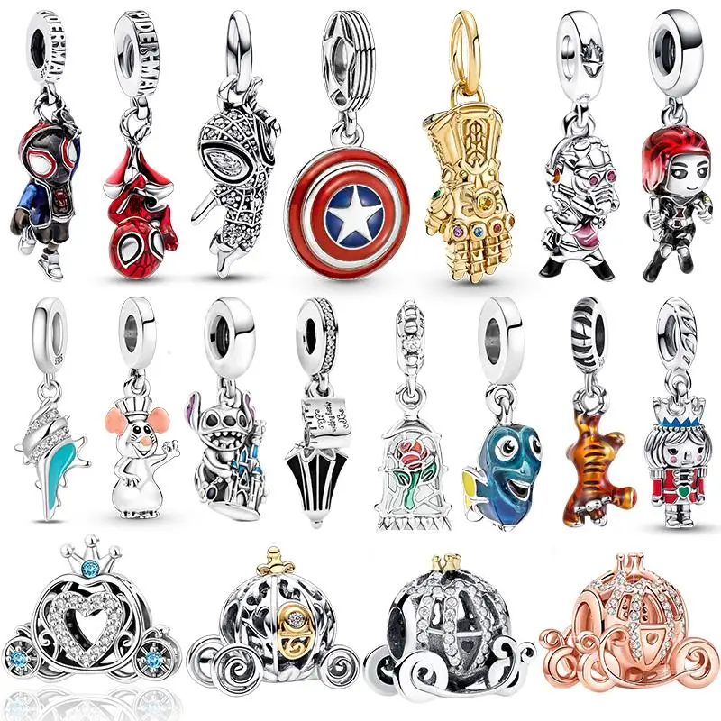 

Disney New 925 Silver Red Spider Ratatouille Charms Beads Earrings Bracelet Fit Original Bracelets DIY Birthday Jewelry Gifts