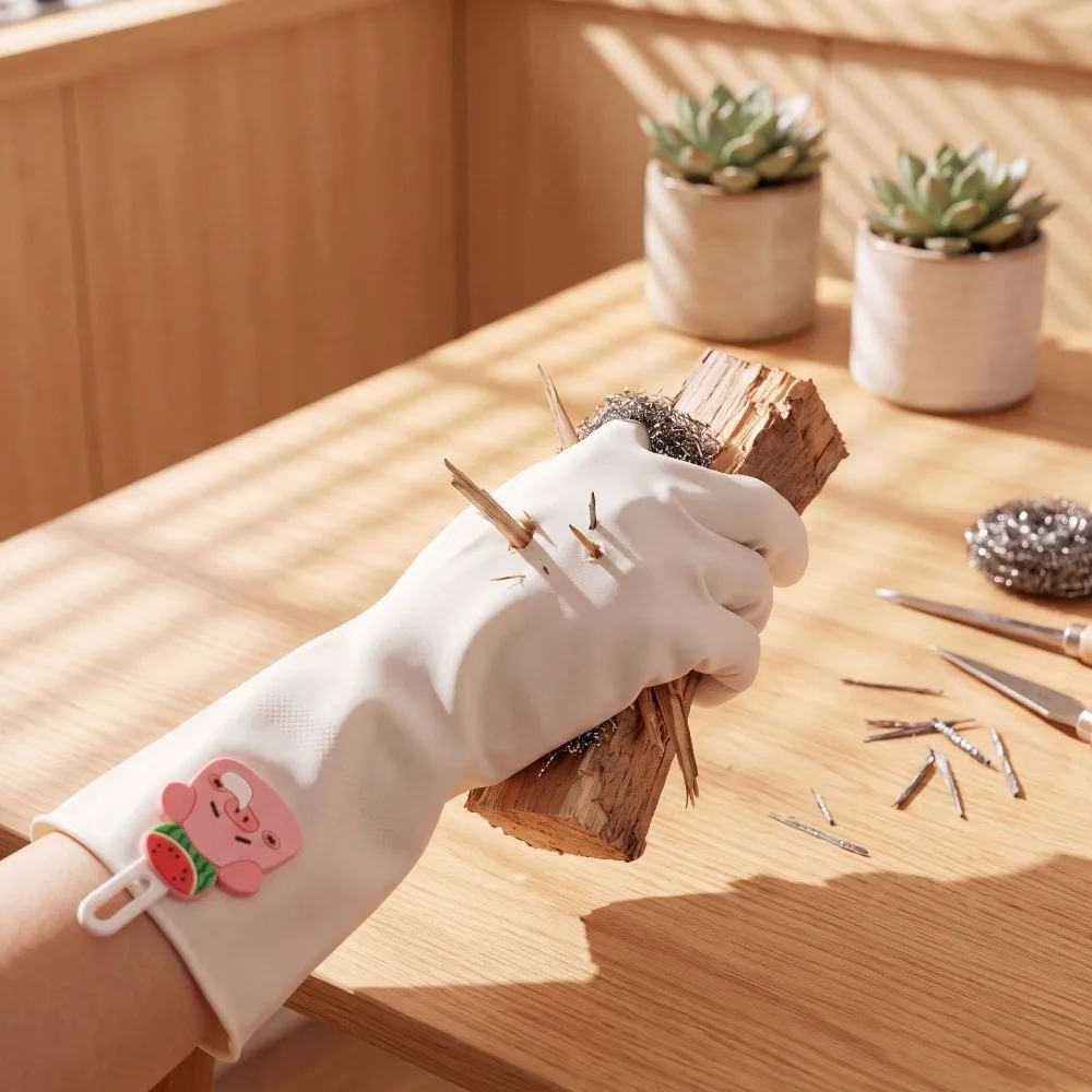 Comfortable Waterproof Dishwashing Gloves Non-Slip Hanging Nitrile Gloves Cartoon Cooling Household Gloves Laundry