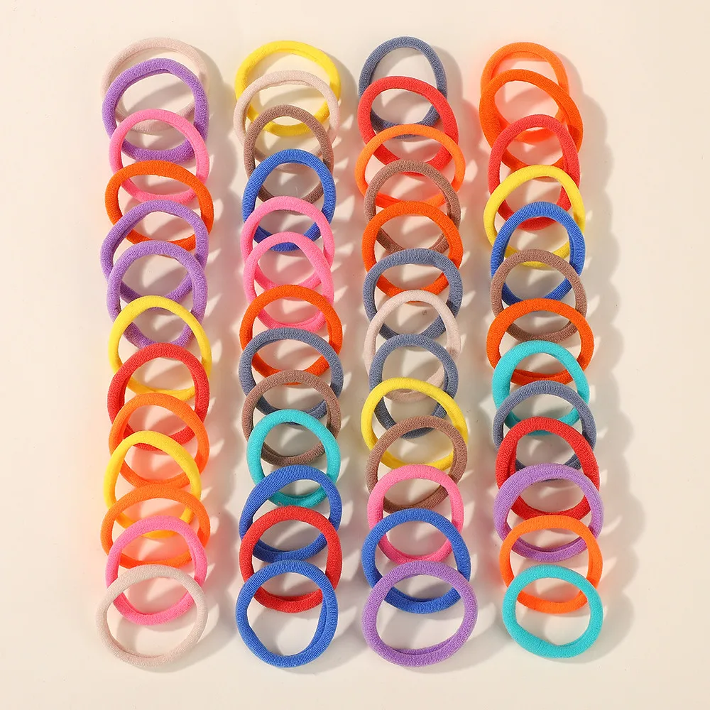 Zufällige Farben 100 Stück Damen Mädchen Basic Haarbänder Einfaches elastisches Stirnband Haarseile Krawatten Haarschmuck Pferdeschwanzhalter