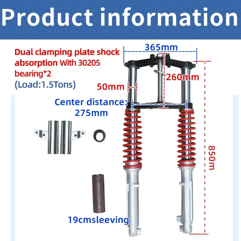 1.5 tons motorcycle weighted spring shock absorber assembly tricycle freight car front wheel steering vibration spring isolator