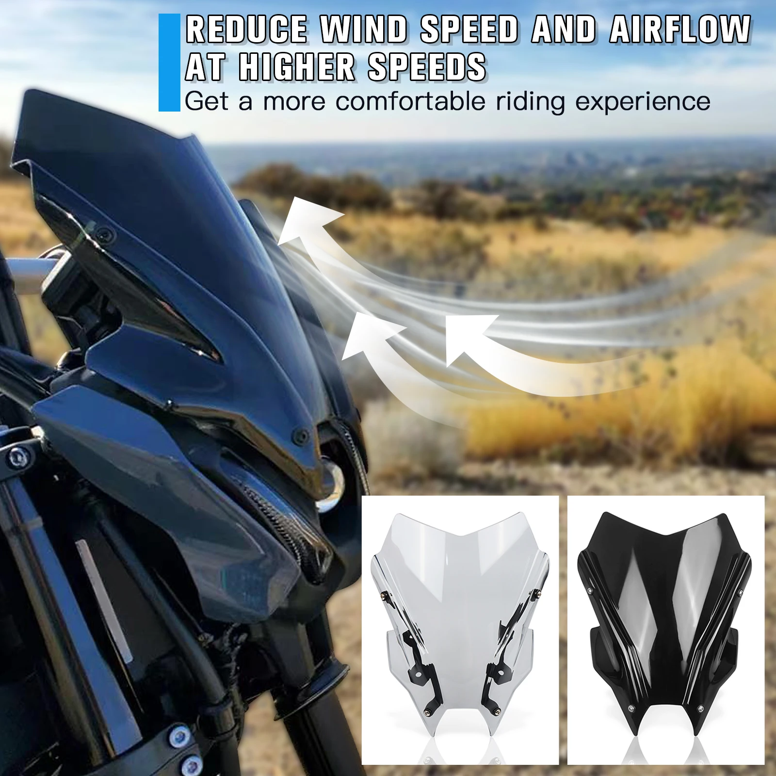 For YAMAHA MT-09 FZ-09 MT09 FZ09 2021 2022 2023 2024 Sporty Style Motorcycle Windshield Visor Windscreen Wind Shield Deflectors