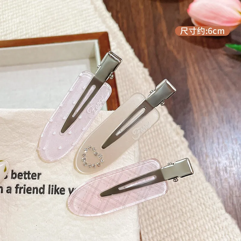 3 Pcs Sweet No Bend Hair Clips Seamless Rhinestone Hairpins Cute Print Colorful Side Bangs Clip Girls New Hair Accessories