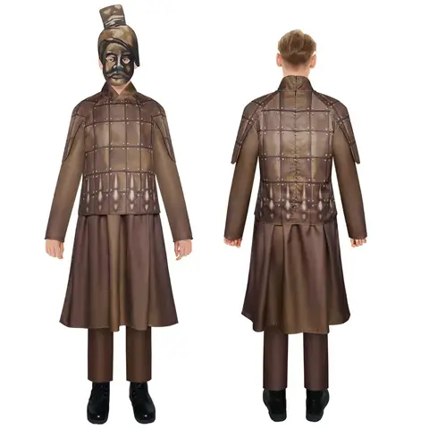 Chinese Ancient Terra Cotta Warriors Cosplay Costume Chinese Warrior Set Men Stage Men Halloween Performance Clothes