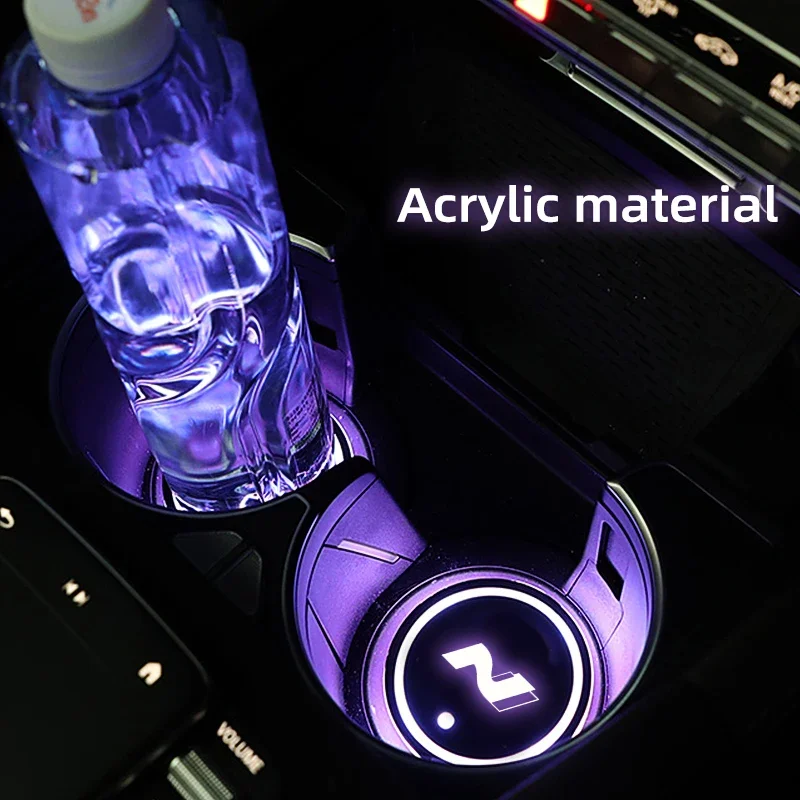 2pcs 7 Colorful Intelligent Led Water Cup Luminous Coaster For Hyundai N NLINE Tucson Santafe Solaris Creta Ix35 IX20 I30 Sonata