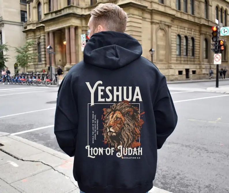 Yeshua هوديي البلوز الروحي المعمودية هدية الأسد هوديي للرجال الكتاب المقدس الآية الكتاب المقدس هودي يسوع هوديي المسيحية للجنسين #1