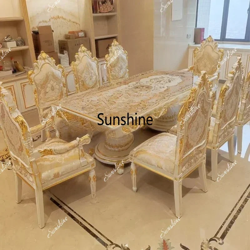 European Style Wooden Dining Table, Rectangular Villa, Private Club, Large High-end Luxury Western Dining TableT*