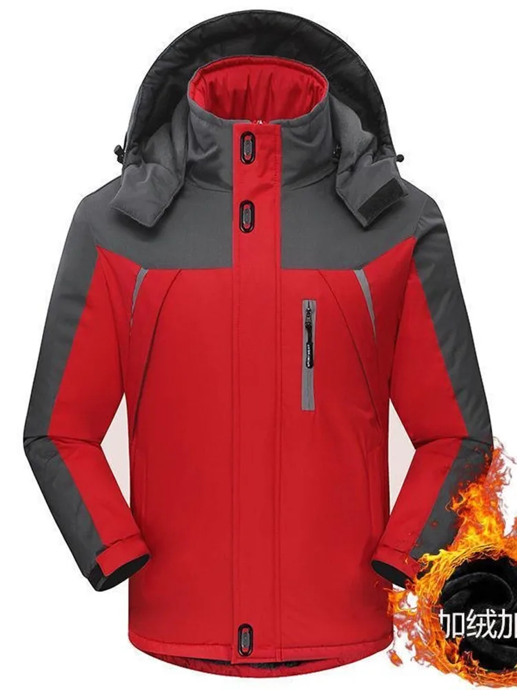 2024 Autumn and Winter New Fashion Waterproof Outdoor Sports Hooded Coat Men\'s Casual Loose Plus Fleece High Quality Trench Coat
