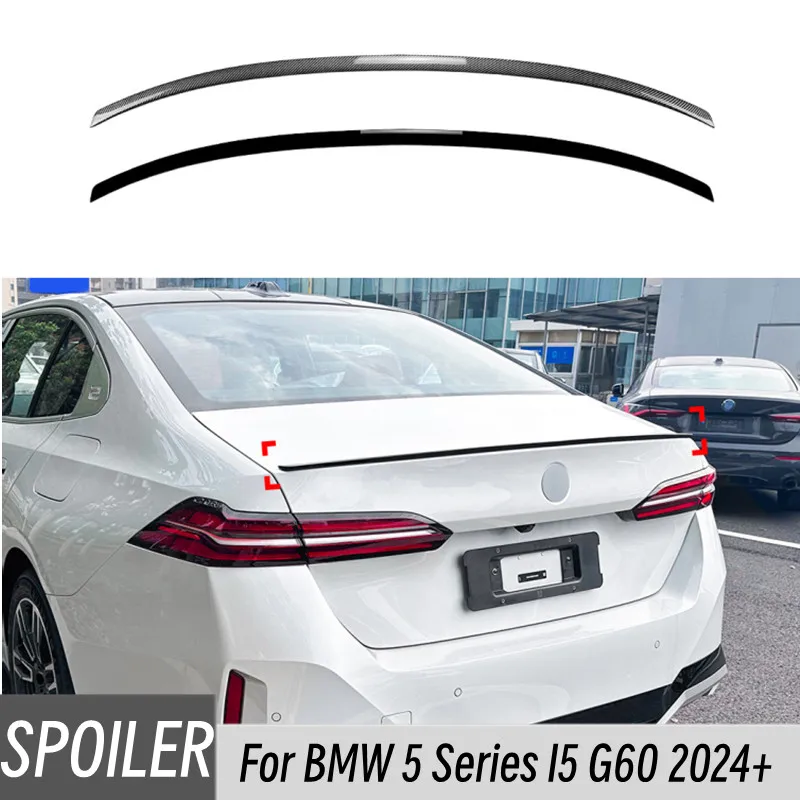 

For 2024+ BMW 5 Series I5 G60 525i 530i ABS Plastic Carbon Glossy Black Rear Trunk Lid Car Spoiler Wings Tuning Accessories part
