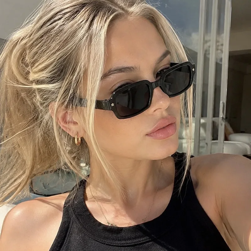 Vintage Rectangle Sunglasses Woman Brand Designer Small Frame Sun Glasses Men UV400 Punk Style Luxury Eyewear Female Oculus